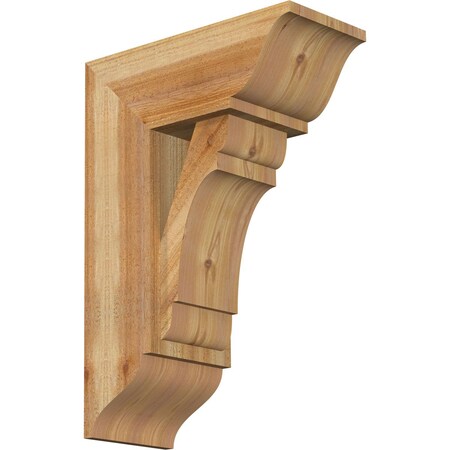 Ekena Millwork Olympic Traditional Rough Sawn Bracket w/ Offset Brace, Western Red Cedar, 8"W x 18"D x 26"H BKT0806X18X26OLY01RWR
